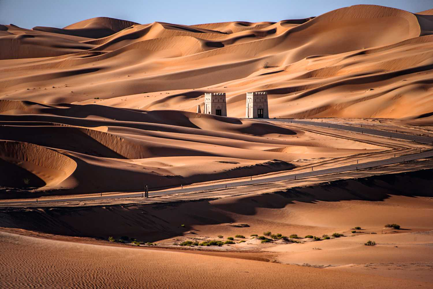 Golden desert dunes in Abu Dhabi