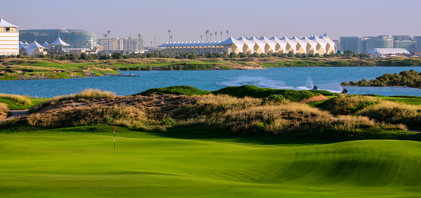Yas Links Abu Dhabi golf course by the water
